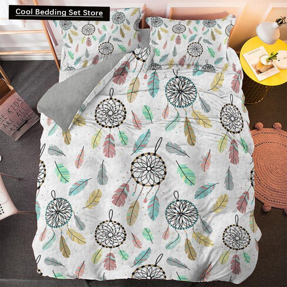 

Богемный сон Постельный комплект Кинг Квин размер Красочный ловец снов Пододеяльник с наволочкой Полиэстер Постельное белье для подростков девочек EU single(135x200cm)
