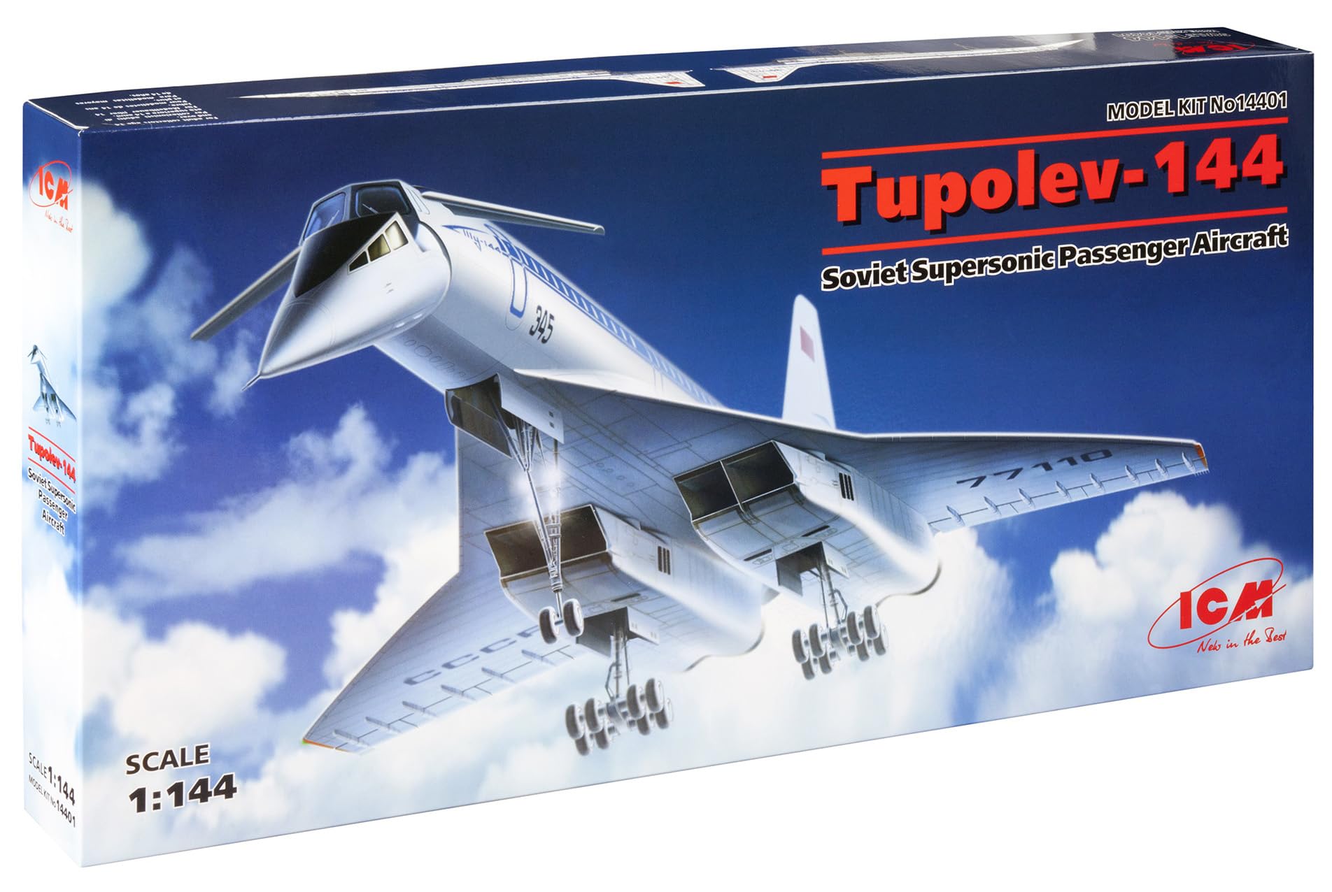 

ICM 1/144 Soviet Tupolev Tu-144 Supersonic Passenger Aircraft Plastic Model Kit 14401
