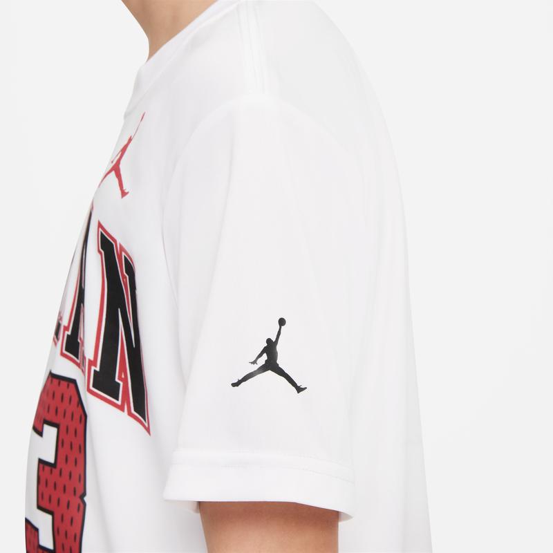 Jordan Letter Print Crew Neck Pullover Short Sleeve T-Shirt Kids Tops White HA4950-101