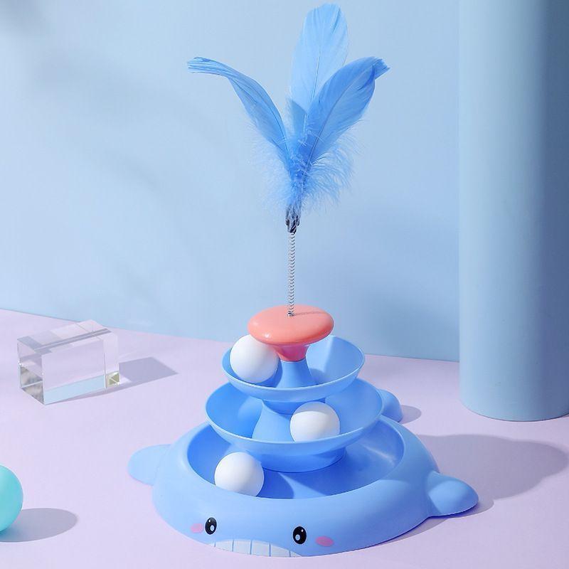 

Cat Toy Cat Turntable Ball Self-Hi Relieving Stuffy Handy Gadget Cat Teaser Cat Cat Kittens Kitten Pet All Products Sea blue + funny cat stick