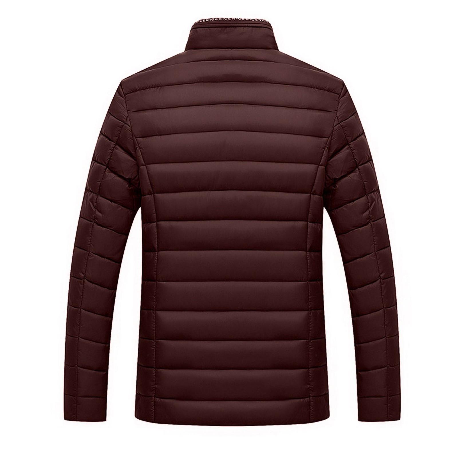 

Мужские теплые однотонные зимние пальто на молнии с воротником-стойкой, верхняя одежда, бархатная хлопковая куртка винный