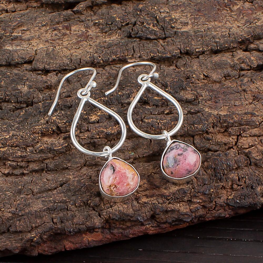 

Драгоценный камень Черный Родонит Серебро 925 пробы Ювелирные изделия Ручной работы Серьги 1,90 EE-19-33