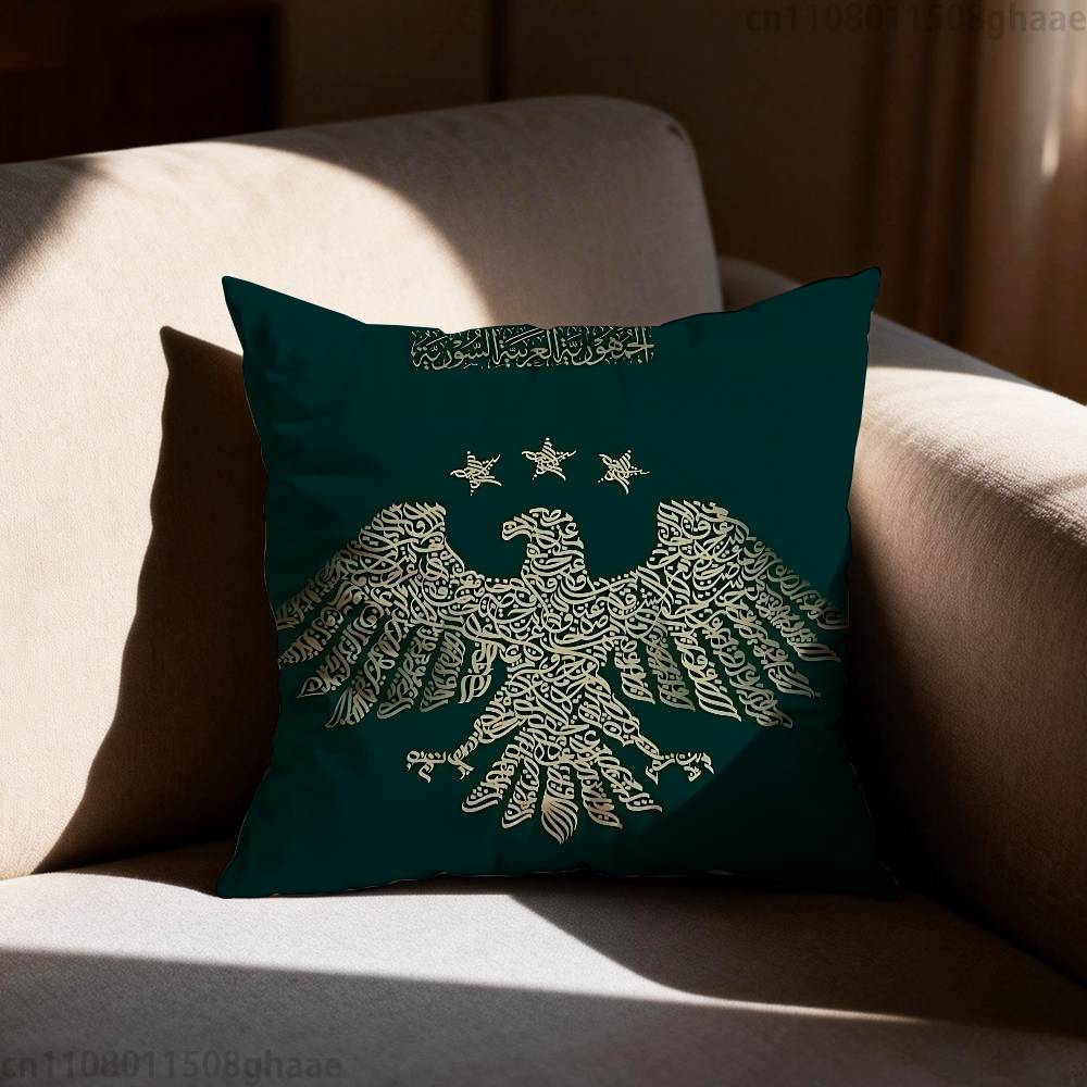Eagle Syrian New 2026 Logo Flag  Pillow Case Sofa Living Room Bedroom Headboard Backrest Cushion Square Cushion Nap Time