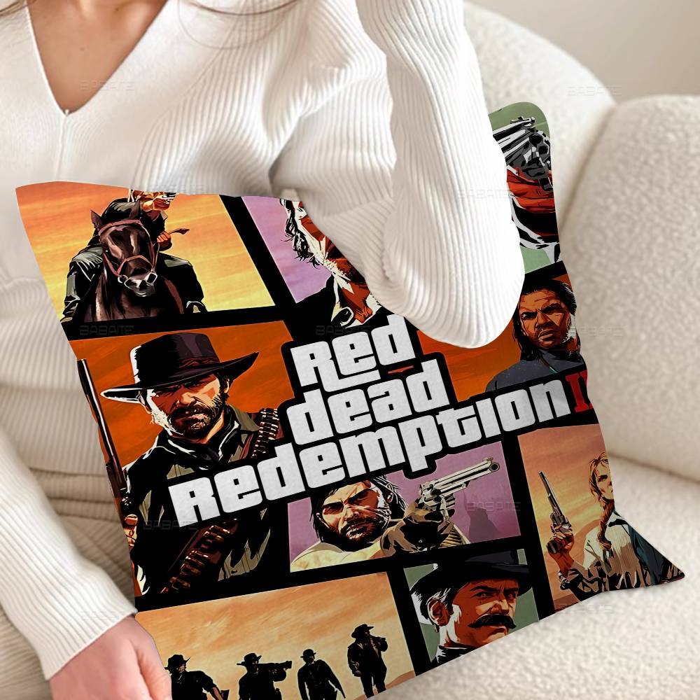 Spel R-Red Dead Redemption Rdr Kussenslopen Cartoon Bank Decoratief Huis Dubbelzijdig Bedrukken Kort Pluche Schattige Kussenhoes
