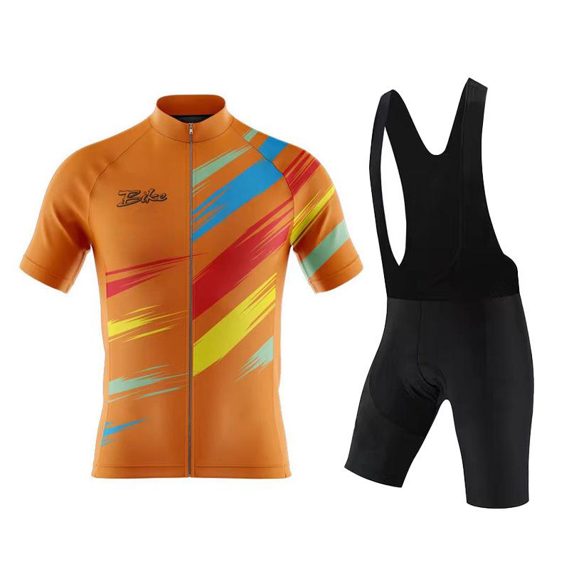 

Mountain Bike Short-sleeved Men s Moisture-wicking Road Bike Cycling Top Shock-absorbing Cycling Pants 2026 Summer Breathable Cycling Suit Set XXXL помаранчевий