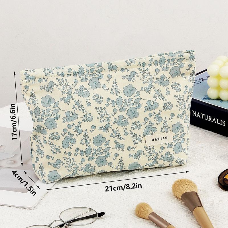 Korean Style Fresh Sweet Floral Print Large Capacity Makeup Bag Student Travel Toiletry Bag Skin Care Storage Pouch