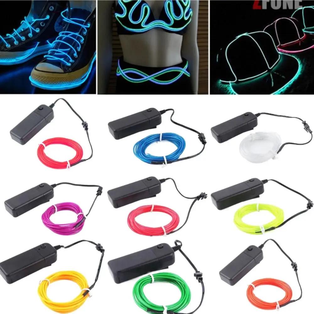Colorful 2M LED Neon Glow Flexible Waterproof EL Wire Light String Croppable Ambient Light Outdoor Indoor Decor