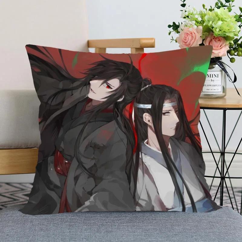 

New Arrival Mo Dao Zu Shi Pillow Cover Bedroom Home Office Decorative Pillowcase Square Zipper Pillow Cases Satin Soft No Fade 45x45cm 18x18in