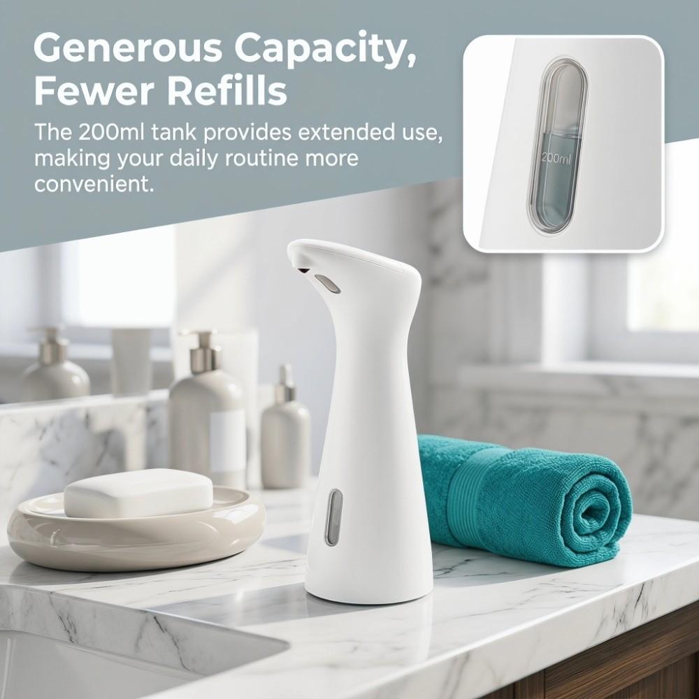 200ml Capacity Sensor Foam Soap Dispenser ABS Sensor Soap Pump Bottle Kitchen Bathroom Countertop