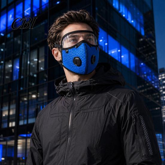 Woodworking Protective Mask Cycling Face with Filter & Breathing Valve, Reusable Carbon Dust Adjustable Goggles, Lightweight Protection Shield