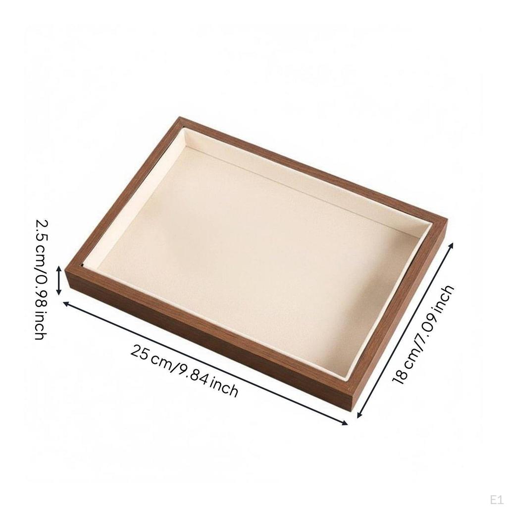 Vassoio Portagioie in Noce Vetrina Espositore in Legno Organizer per Orecchini da Donna, Comodino