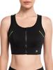 Yvette Sports Bra for No Firm Front Moisture Quick Color Integrated Large Sports Black Women, Bounce, Support, Opening, Mesh, Wicking, Drying, Scheme,
