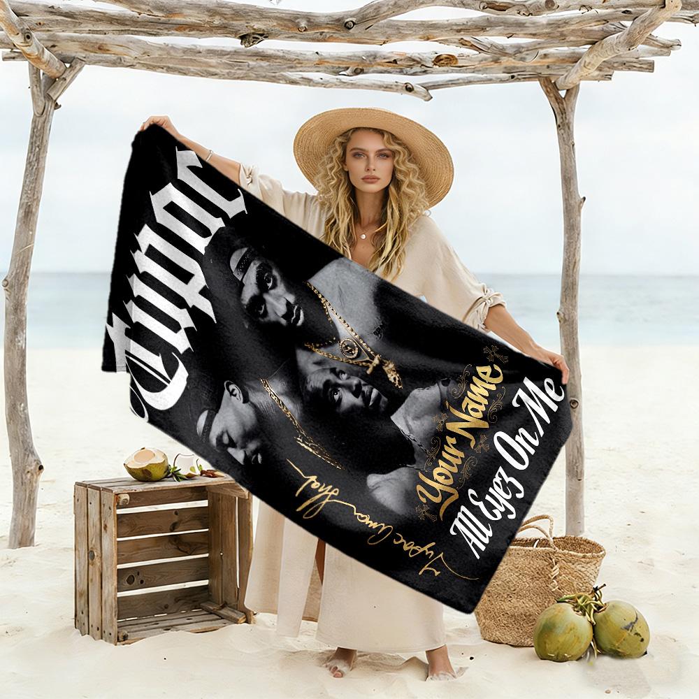 2pac Customized Name Beach Towel High Absorbency & Quick-Dry Portable for SwimmingBeachCamping Travel Beach AccessoriesGym