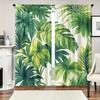 2 Pcs Polyester High Definition Digital Printed Green Leaves Pattern Sheer Curtains   Suitable For Bedroom   Living Room   Office