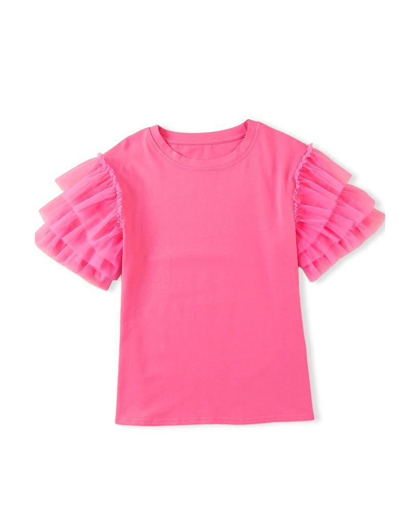 Azura Exchange Ruffled Tulle Sleeve Top