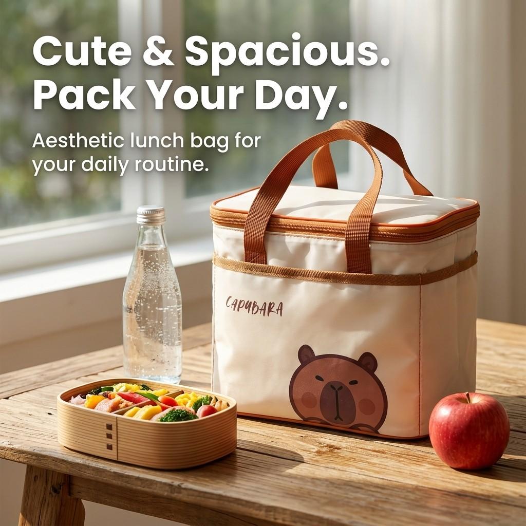 Portable Cartoon Insulated Lunch Bag Large Capacity Waterproof Food Container Thermal Storage Bag Handbag Outdoor Picnci Bag