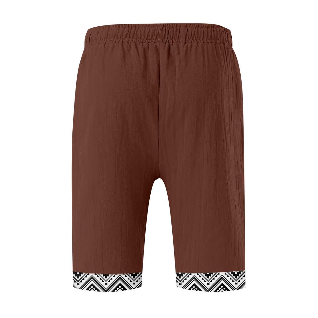 Herren-Jogginghose aus Baumwolle und Leinen mit einfarbiger Schnürung, Shorts für Herren, Freizeithose