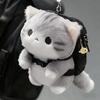 Grauer Flauschiger Katzen Schlüsselanhänger Weicher Plüsch Rucksack Anhänger Kawaii Anhänger Geschenk für Freundin Viral Kuscheltier Zubehör