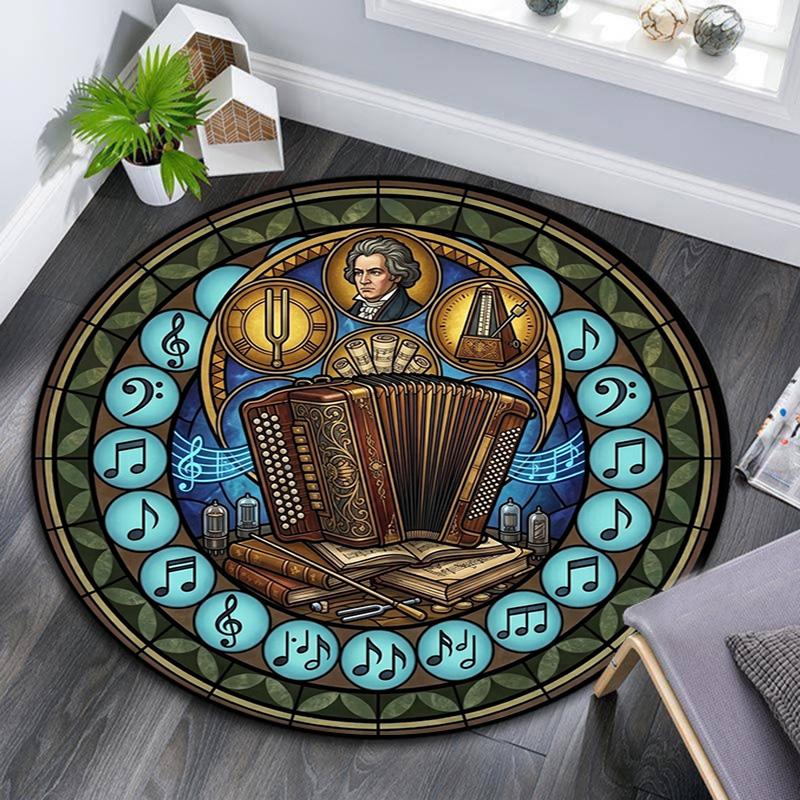 Music Nature Harmony Round Area Rug Under Office Chairs Bedroom Living Room Home Decor