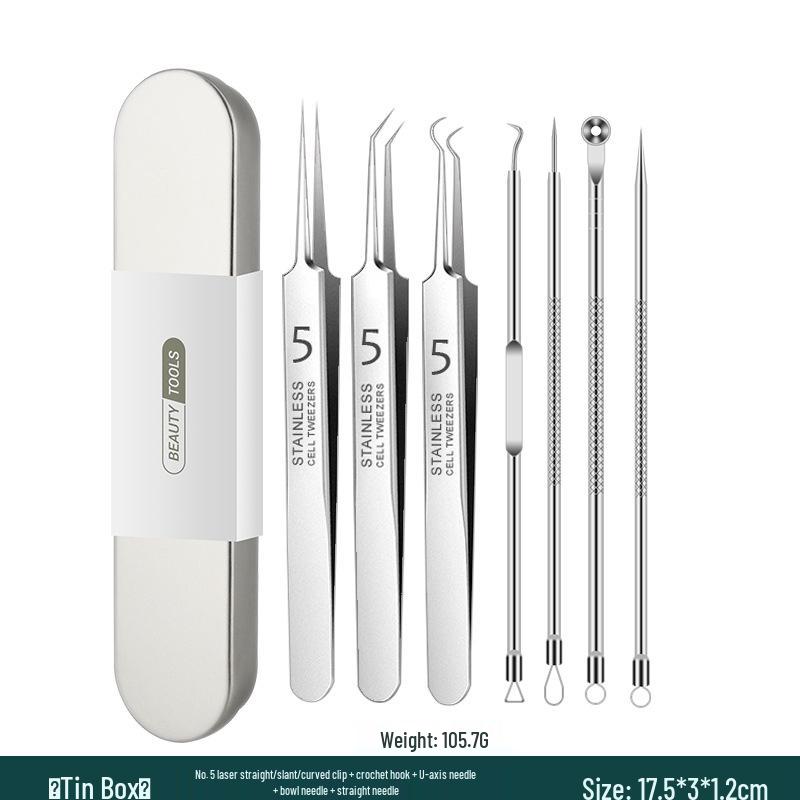 Stainless Steel Blackhead Remover Tool - Needle & Clip for Acne and Makeup.