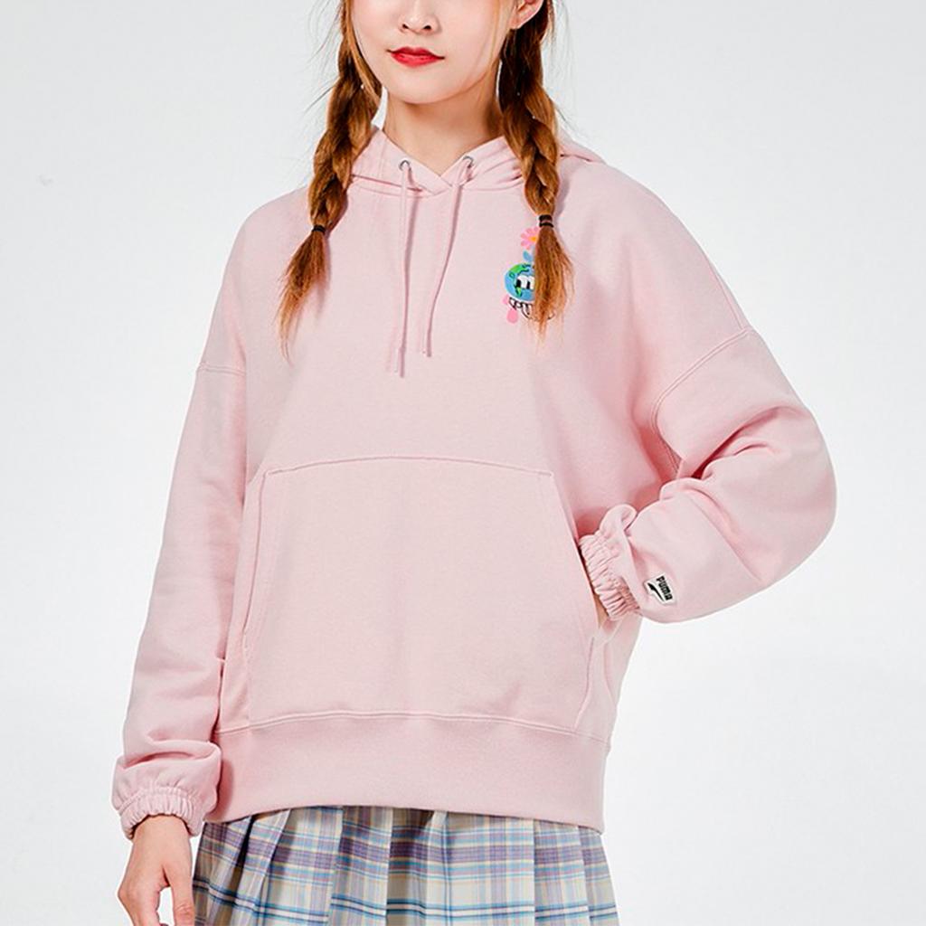 Puma Downtown Graphic Hoodie With Letter Print Women Hoodie Pink 533049-36