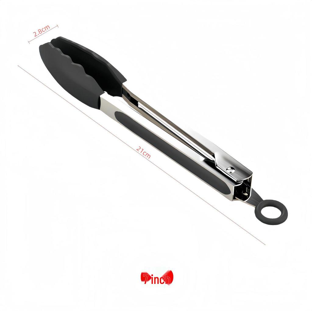 High-Temperature Resistant Stainless Steel Silicone Kitchen Tongs for Stir-Frying and Grilling