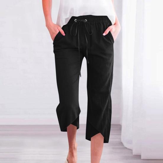 Pantalones cortos para mujer, cintura elástica con cordón ajustable, diseño informal de pierna suelta.