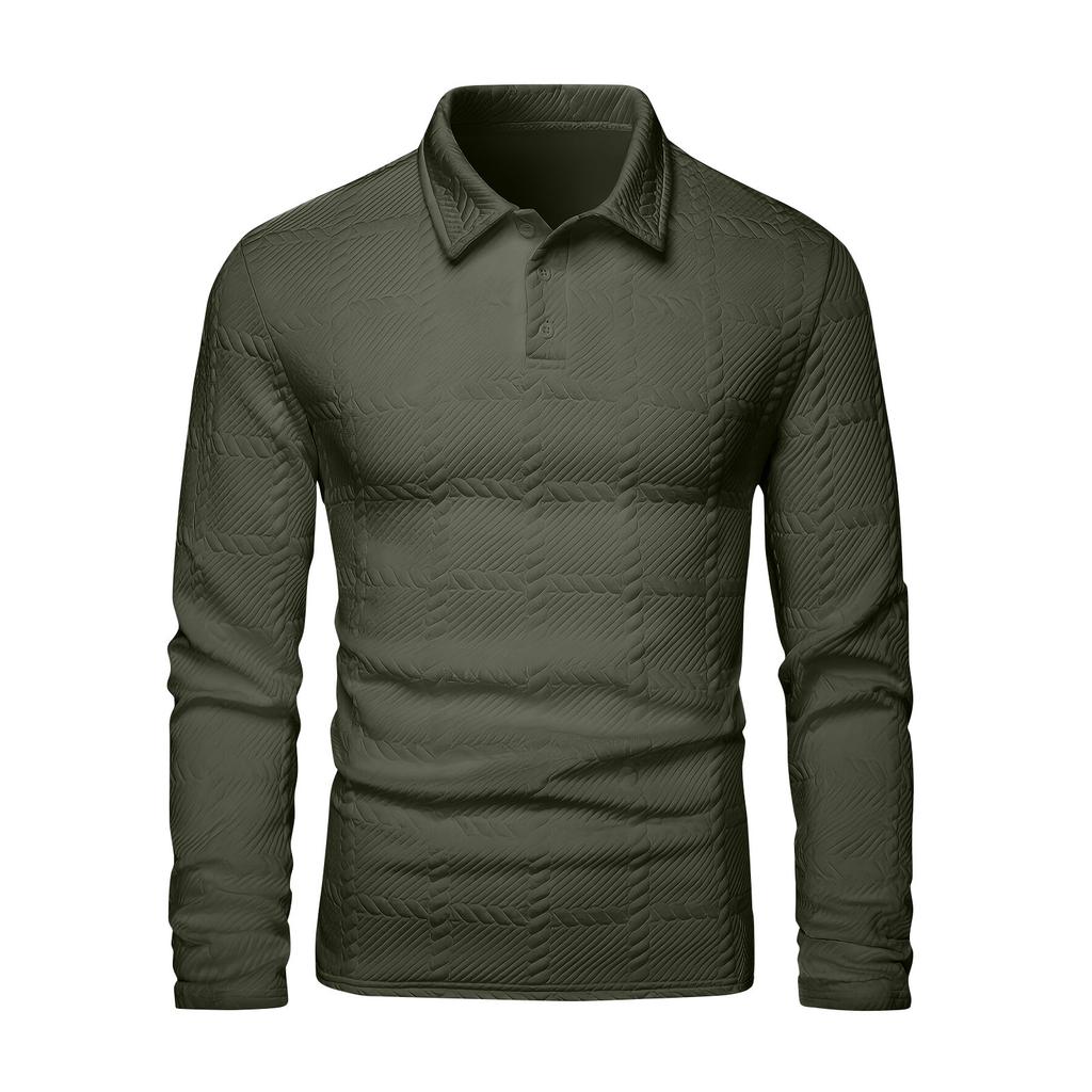 Men's Solid Color Sports Button Lapel Long Sleeve Tops Men's Casual Fashion Long Sleeve Tops