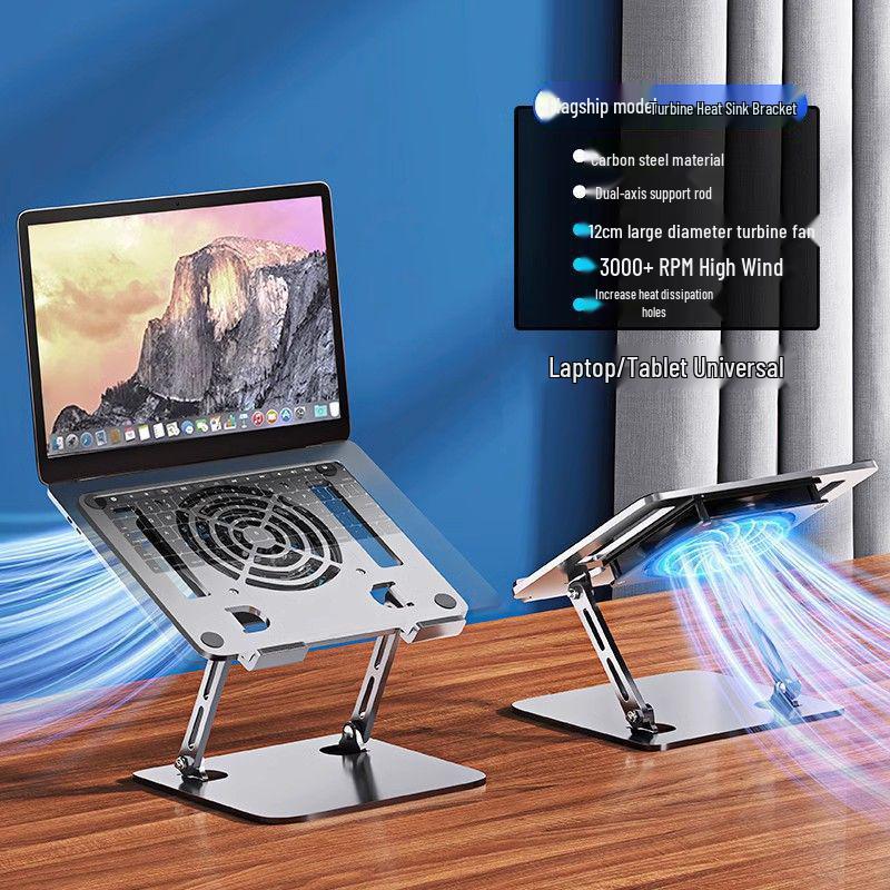 Universal Foldable Laptop Cooling Pad with Fan and Double-Layer Height-Adjustable Stand