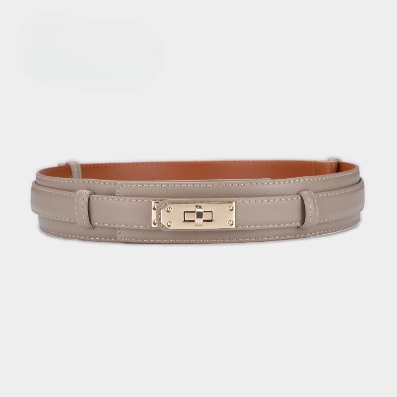 New Women's Belt Locks and Decorative Stylish Waistband with Dress Waist-hugging Genuine Leather Belt Wide Waistband Belt