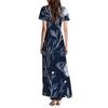 Women's Summer Casual Fashion Butterfly Print Dress V Neck Short Sleeve Dress