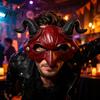 Red And Black Horn Mask Demon Mask, Halloween Devil Head Cosplay Prop, Masquerade Unique Dark Party Horror Costume Accessory, Carnival Trick or Treat