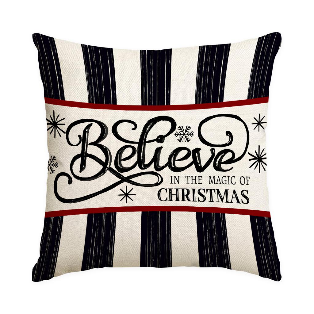1/4Pcs Black Christmas Pillowcases, Bow Christmas Balls, Christmas Tree Print Design Cushion Covers, Christmas Decorations