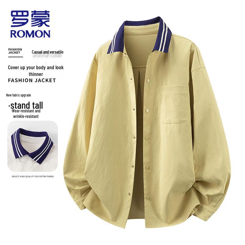 Romon Men s Long-Sleeve Casual Shirt L