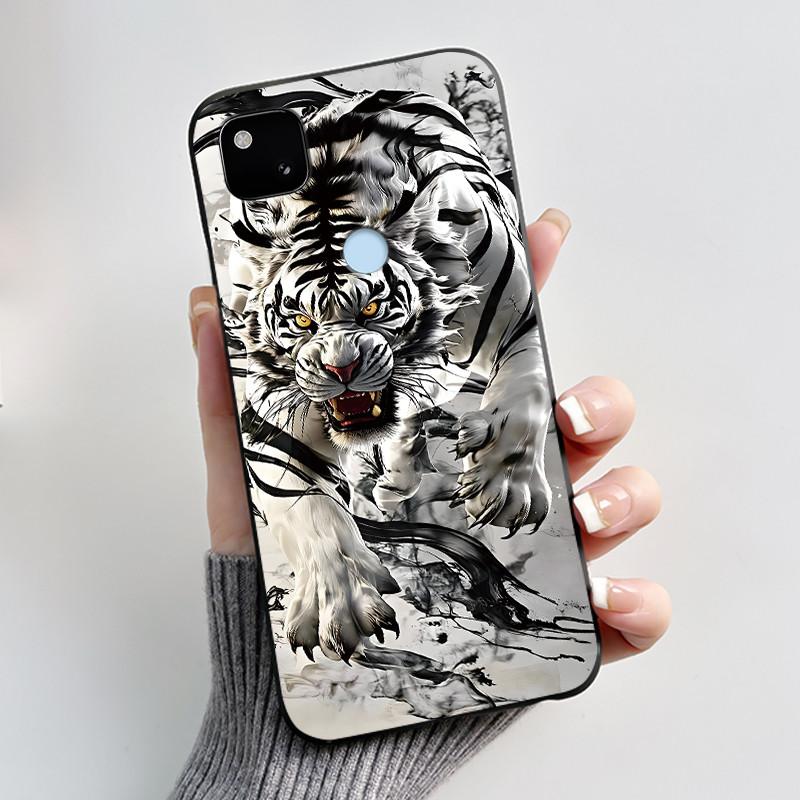 For Google Pixel 4a 4G Case Luxury Cute Love Rabbit Funny Soft Black Matte TPU Silicone Back Protective Cover Slim Thin Casing