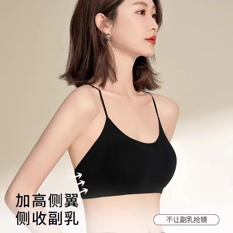 Back killing outer wear see-through outfit, thin shoulder straps crossed suspenders inside, beautiful back women's small breasts gather bras