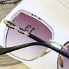 Mote Rammeløse Firkantede Solbriller For Kvinner   Designer Solbriller Vintage Nyanser Dame Rosa Briller Gafas De Sol