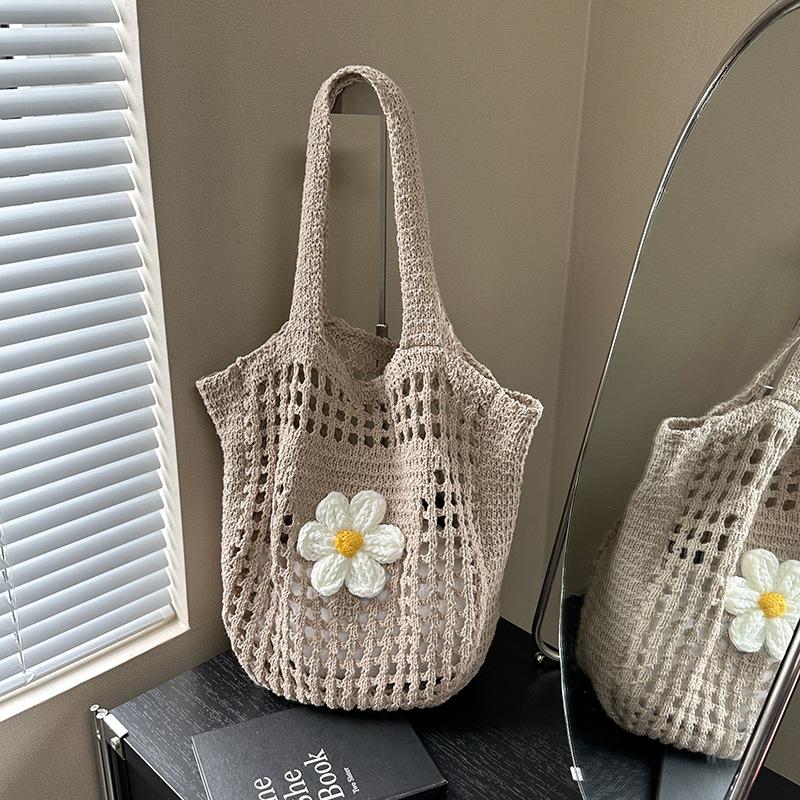 Commuter large-capacity hollow mesh bag women's summer new casual shoulder bag knitted tote bag