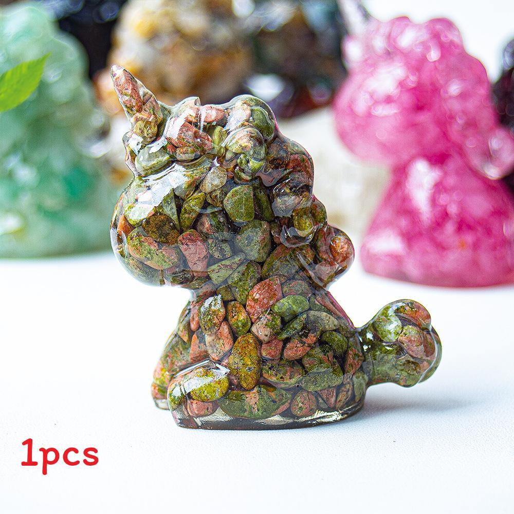 Unicorn Resin Figurine With Handcrafted Crystal Texture For Home Decor And Giftgiving
