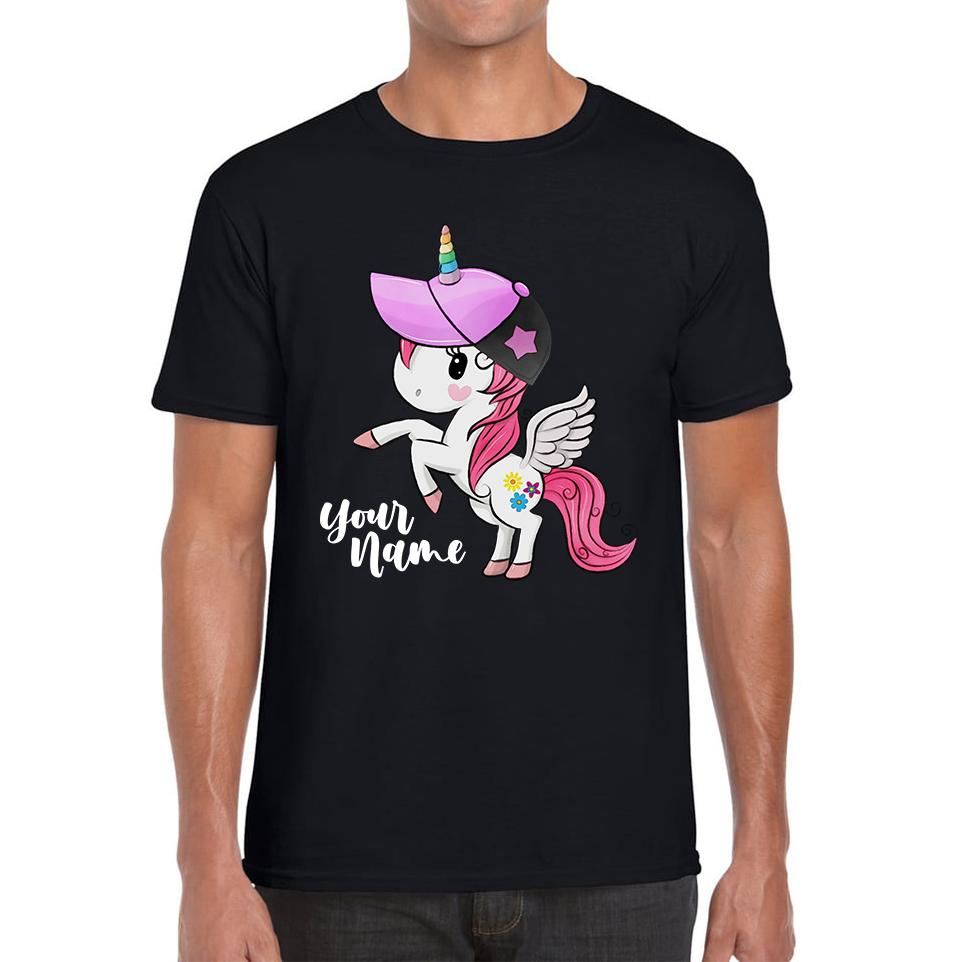 Personalised Your Name Little Unicorn Unisex Mens T Shirt Womens Tops Tees 2XL
