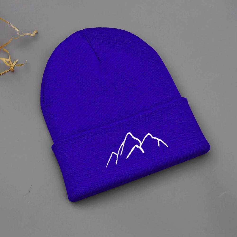 Winter Beanie Hats for Men Women Mountain Style Knit Cuffed Beanie Skull Cap Outdoor Daily Wear