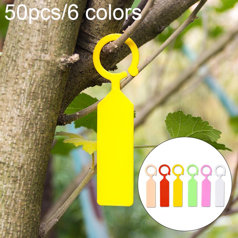 Plastic Hanging Plant Tags Nursery Garden Labels 50 Pcs Pot Marker Ring Buckle