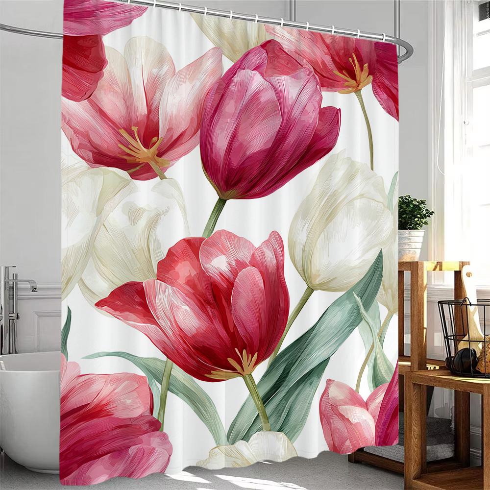 

1 Piece Beautiful Flowers And Plants Shower Curtain, Bathroom Decorative Shower Curtain, Waterproof Shower Curtain With Hook W60H190(CM)-1 Pcs