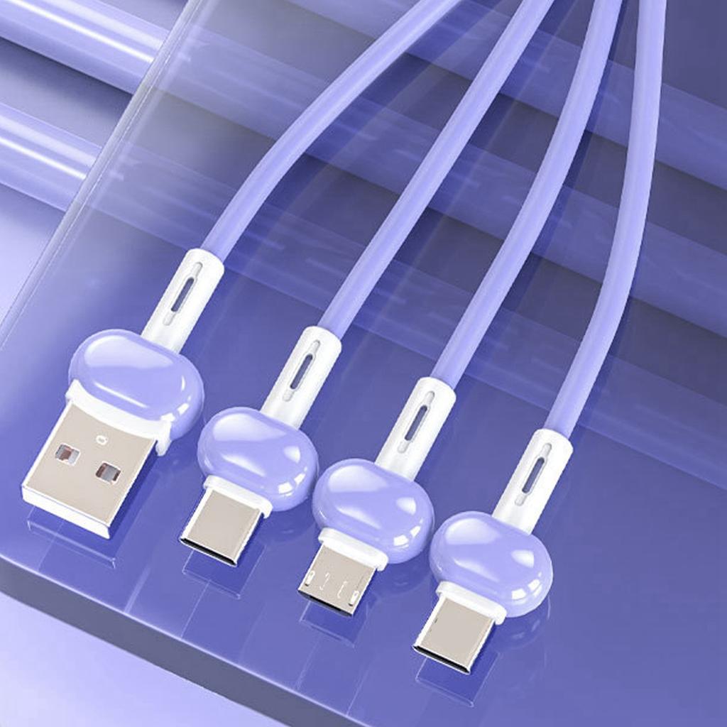3 in 1 Data Cable Portable Liquid Pebbles Keychain Fast Charging Cable Multi Charging Cord