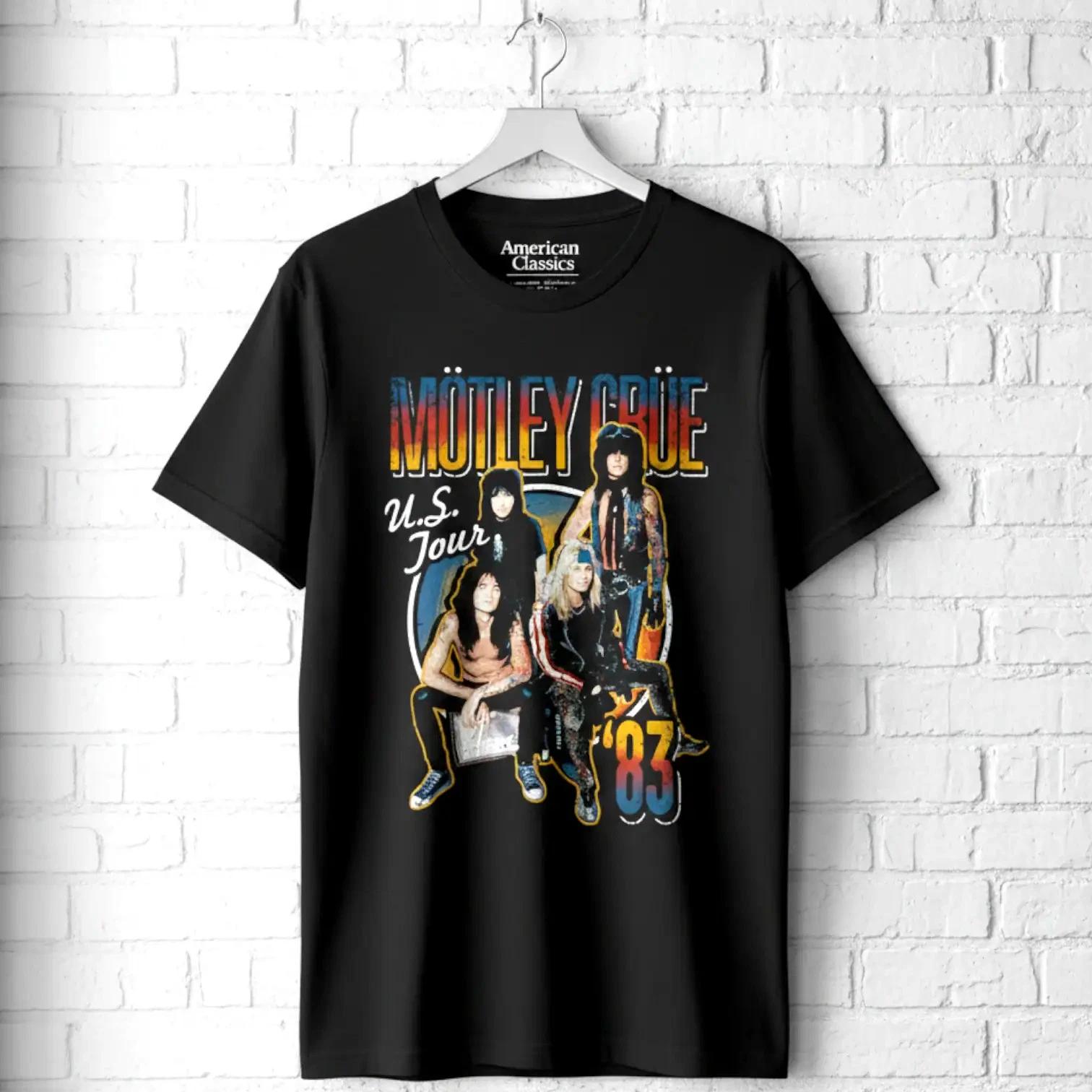 Motley Crue US Tour 1983 Men s T Shirt Metal Rock Band Photo Concert Merch S