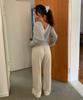 INJIACTIVE Ribbed Sweatpants Oatmeal