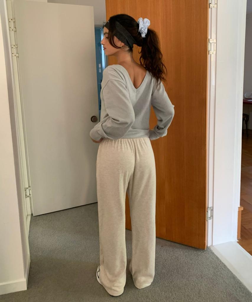 INJIACTIVE Ribbed Sweatpants Oatmeal