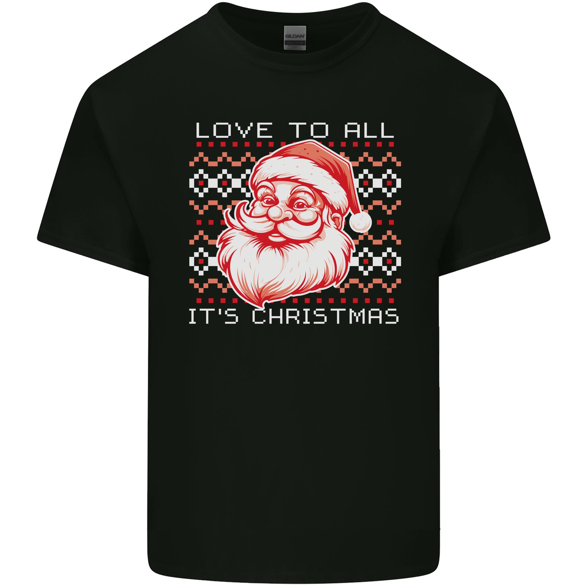 Santa Love to All Funny Christmas Xmas Unisexs Light Cotton TShirt S