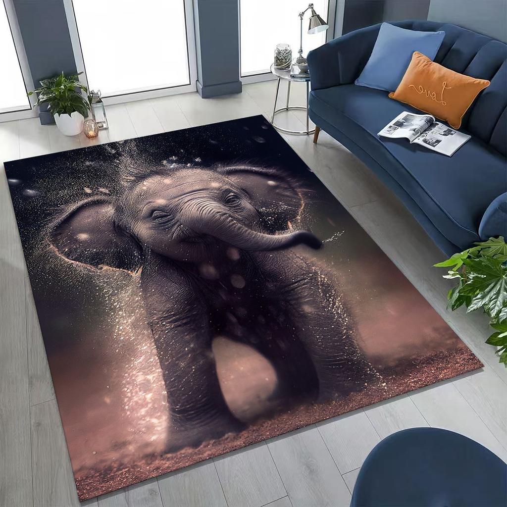 27 Stil Weisheit Elefant Cartoon Teppich für Schlafzimmer Wohnzimmer Sofa Zuhause Fußmatte Dekor,Große Kinder Spiel Anti-Rutsch Bodenmatte Geschenk