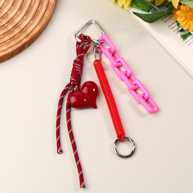 Винтажный брелок Y2K Love Персонализированный брелок в стиле Ins Брелок в стиле Miu Плетеный брелок Подвеска для сумки для девочек Держатель для ключей Подарки красный